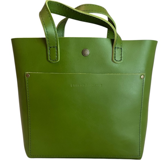 Portland Leather Goods Mini Crossbody Tote Green Apple - Picture 3 of 12